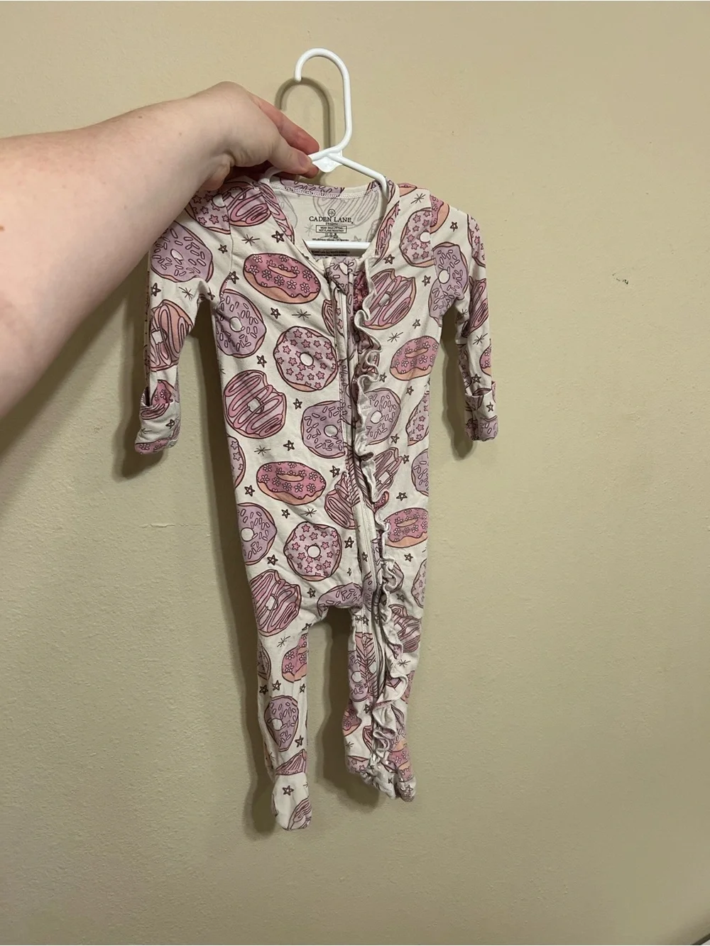 Caden Lane Pink and Purple Donut Footed One-Piece Pajamas